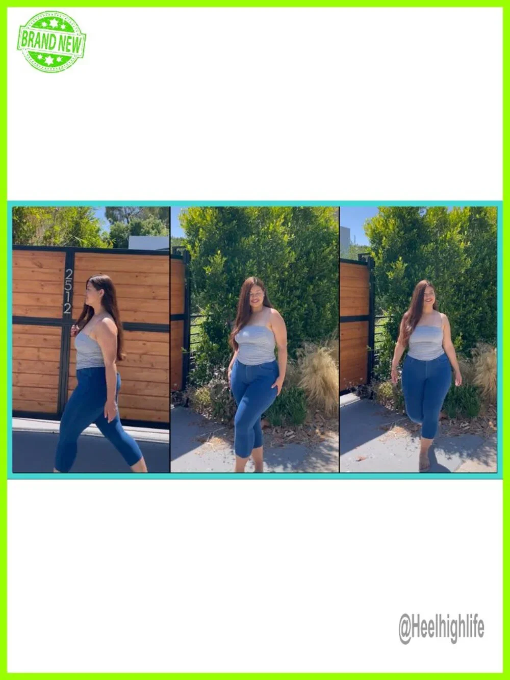 Capri Jeans for Women Stretchy High Waisted Pull On Jeggings with Pockets